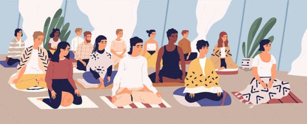 diverse group meditation yoga